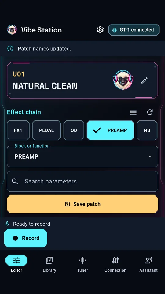 Vibe Station editor screen