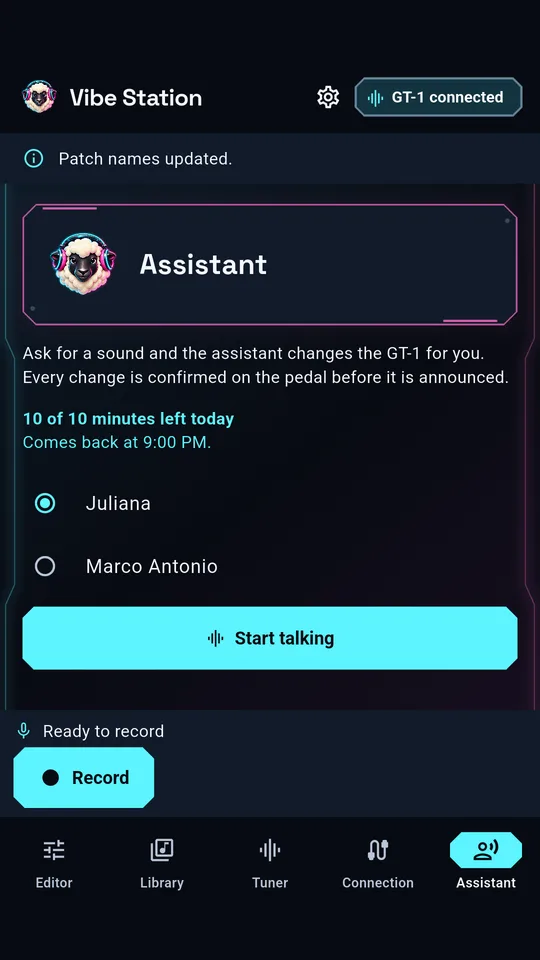 Vibe Station assistant screen