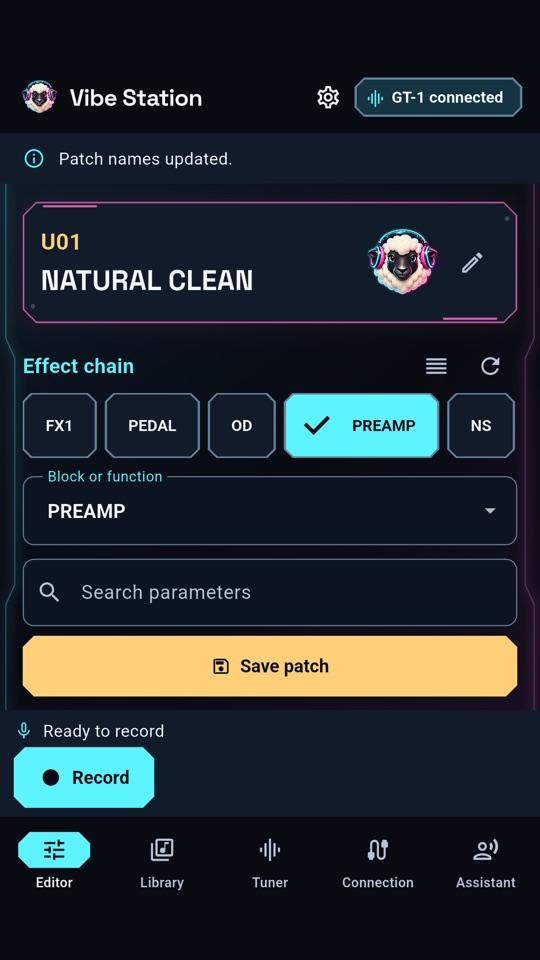 Vibe Station — the parameter editor